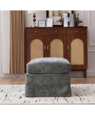 Streamdale 46" Wide Modern Chenille Ottoman with Black Metal Legs,