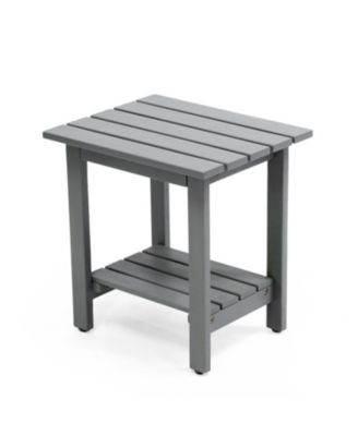 Kellie 16.1" Cottage Classic Slatted Solid Acacia Wood Indoor/Outdoor Side Table with Shelf