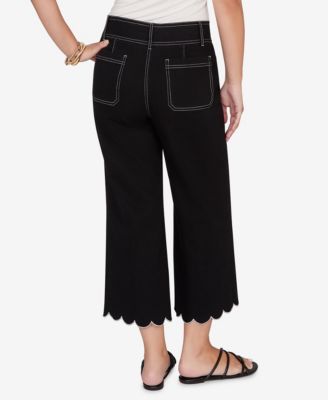 Petite Scallop Hem Contrast Stitch Ankle Jeans