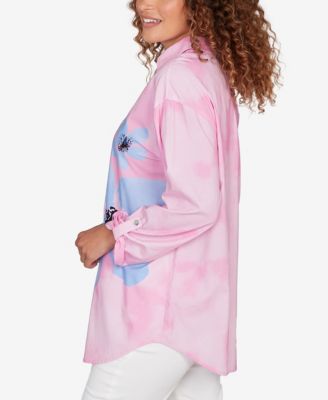 Petite Watercolor Floral Collared Top