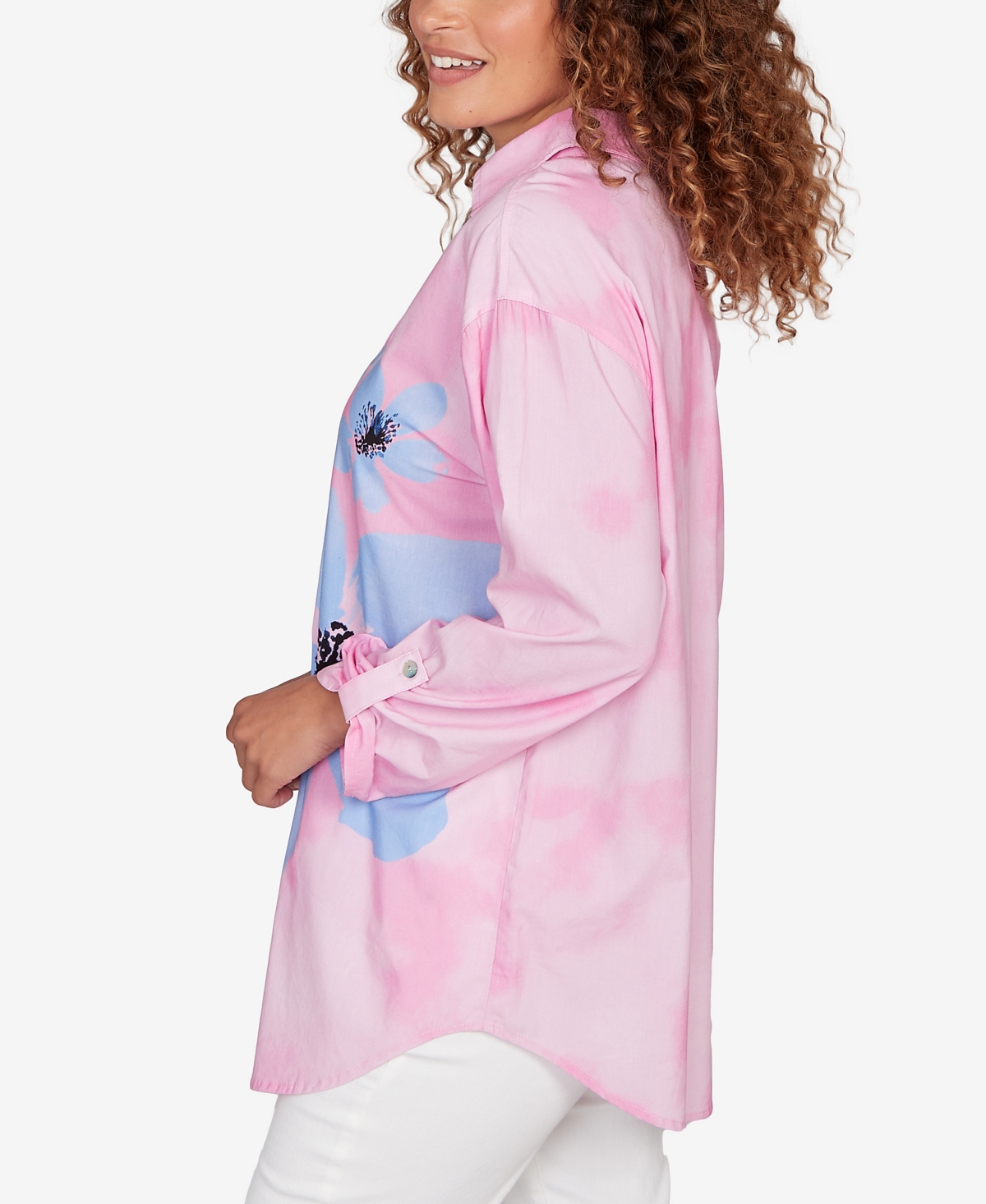 Ruby Rd. Petite Watercolor Floral Collared Top