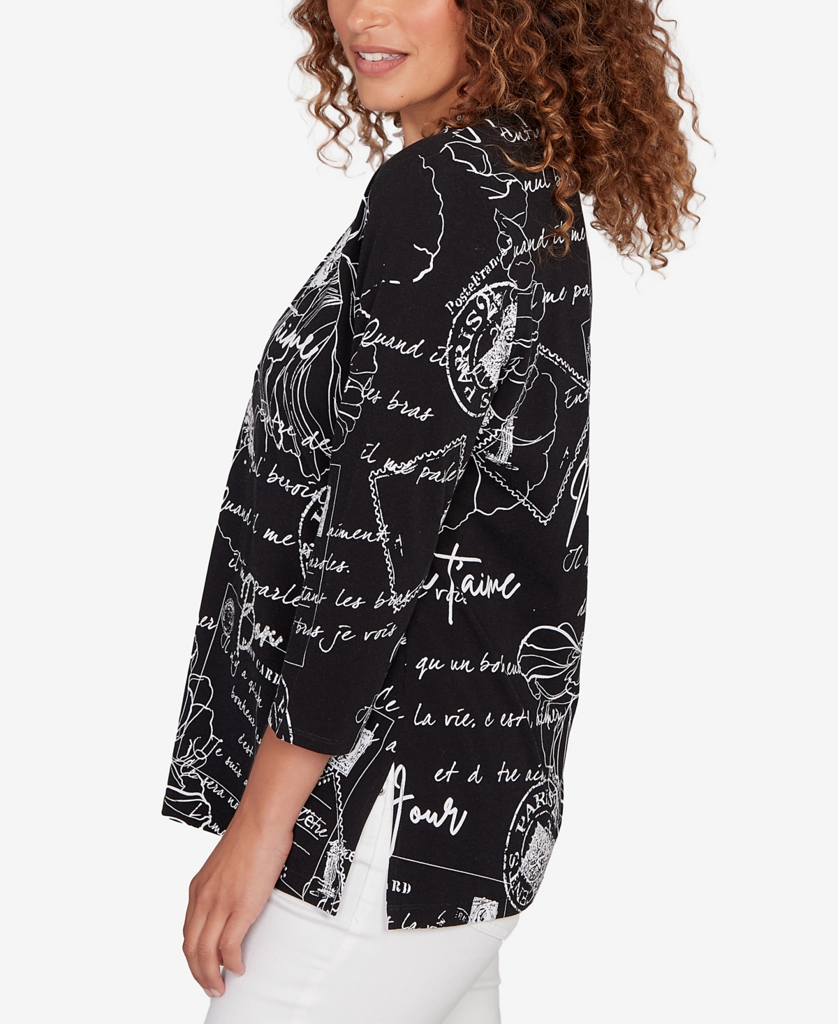 Ruby Rd. Petite Parisian Print Embellished Knit Top