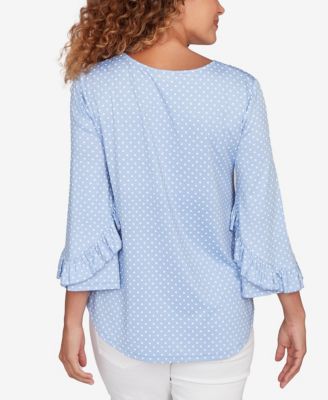 Petite Polka Dot Puff Print Knit Top