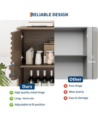 Modern 3-Tier Accent Cabinet with Doors, Wooden Buffet Sideboard with Metal Legs, Storage Stand for Living Room, Dining Room, or Hallway