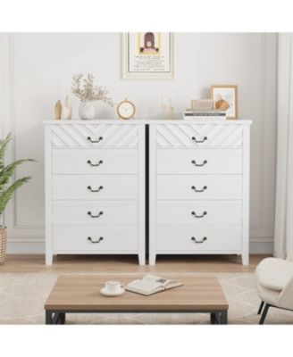 Farmhouse 5-Drawer Dresser for Bedroom, 45.2" Tall Vertical Storage Chest, Wooden Freestanding Organizer for Closet or Bedroom Space