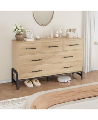 52" Wide 7-Drawer Dresser, Freestanding Wooden Closet Storage Chest for Bedroom, Living Room, Entryway