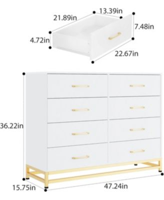 8-Drawer Dresser for Bedroom, Tall Chest with Soft-Close Glides, Metal Hardware, Anti-Tip Kit, Space-Saving Storage Organizer, 36.2" H
