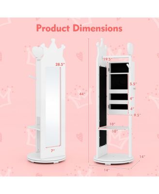 Kids Vanity Set Princess Makeup Dressing Table &Chair Set w/ Coat Rack