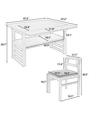 5-Piece Extendable Dining Table Set with Drop Leaves and Storage Shelf, Space-Saving Kitchen Table and Upholstered Chairs