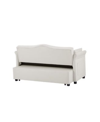 Velvet Pull Out Sofa Bed with Nailhead Arms, Sleeper Sofa with Tufted Back for Small Spaces, Guest Room, Living Room