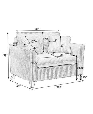 Corduroy Lazy Sofa with Backrest & Armrests for Living Room & Bedroom