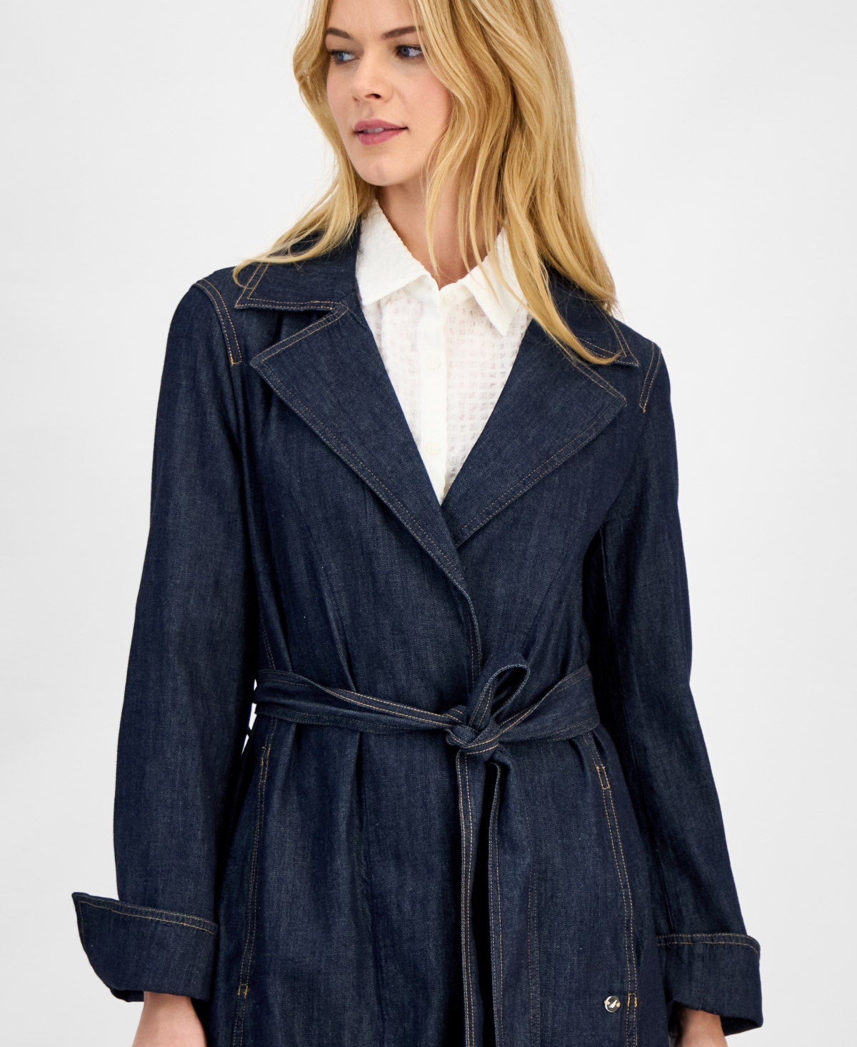 Nautica Women's Denim Trench Coat