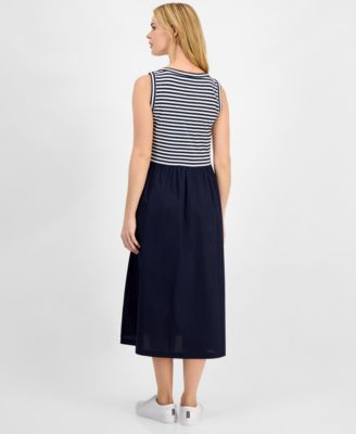 Women's Striped Mixed Media Dress