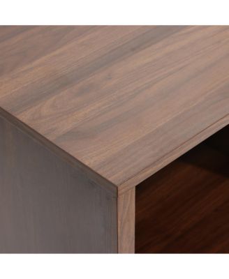 Walnut Finish MDF Wood with Rope Front TV Console with Storage