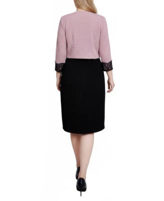 Women's Lace-Detail 2 Piece Textured Knit Dress Set