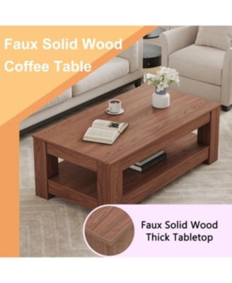 Walnut coffee table, double-layered, MDF, suitable for living room, bedroom, study