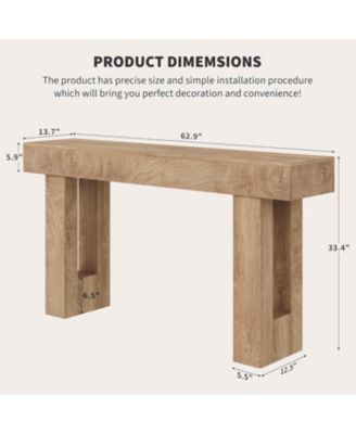 63" Long Console Table, Wooden Entry Table for Entryway, Rustic Sofa Tables Behind Couch, Foyer Hallway Tables for Entryway