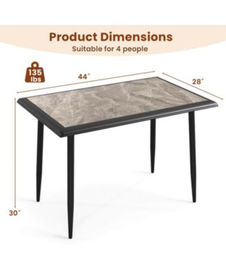 44" Rectangular Kitchen Table with Metal Frame Faux Marble Tabletop Dining Table