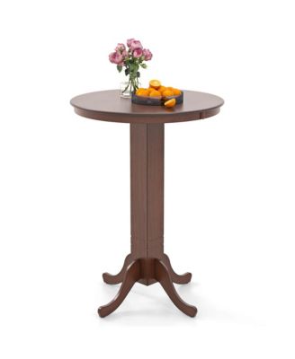 30 Inch Wood Pub Round Dining Table with Pedestal Base Kitchen Diner Table