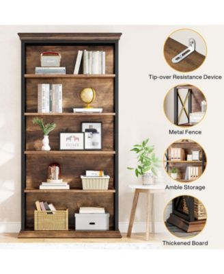 6-Tier Bookcase Set of 2, 71 Inches Industrial Bookshelves and Bookcases with 5 Shelf Display Storage Shelves