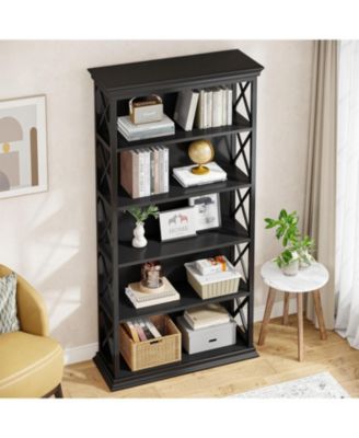 6-Tier Bookcase Set of 2, 71 Inches Industrial Bookshelves and Bookcases with 5 Shelf Display Storage Shelves