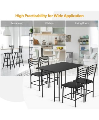 5 Pcs Modern Dining Table Set 4 Chairs Steel Frame Home Kitchen Furniture