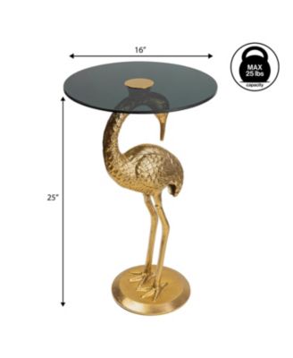 Blanche 25" Classic Mid-Century Glass Top Flamingo End Table
