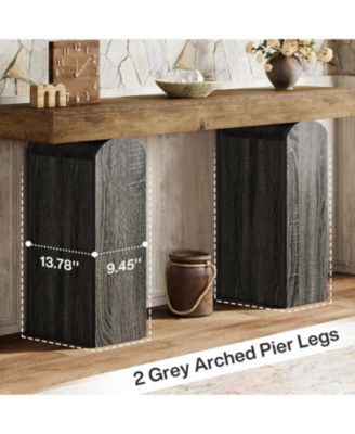 63" Long Entryway Table, Farmhouse Console Table with 2 Arched Pedestal Legs