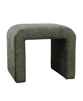 Modern Curved Upholstered Waterfall Jacquard Petite Ottoman Bench - Set of 2