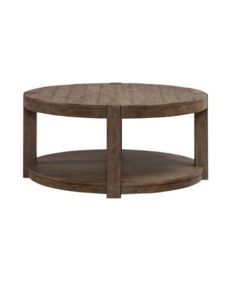 Broadmore Living Room Round Cocktail Table - Cobblestone Brown