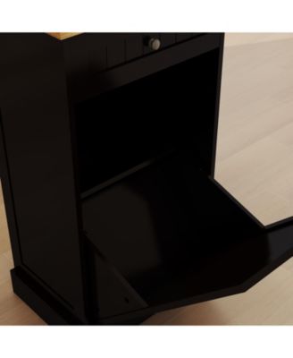 Black E1 MDF Trash Cabinet with Tilt Out Design for Kitchen Island Laundry Box and Recycling Use