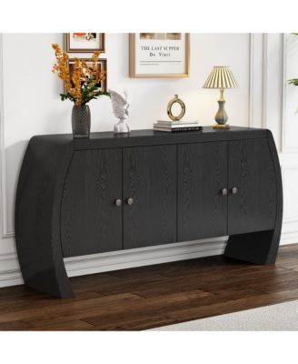 Elegant Ash Veneer Storage Cabinet with Antique Brass Handles