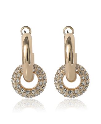 Pave and Polished Gold-Tone Double Hoop Earrings