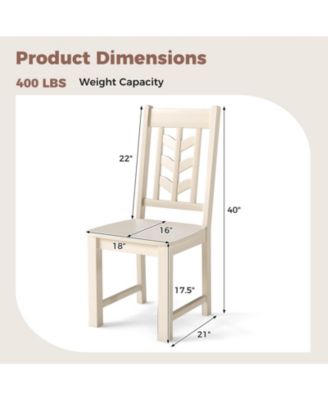 Dining Chair with Rubber Wood Frame & Leaf-shape High Back for Kitchen