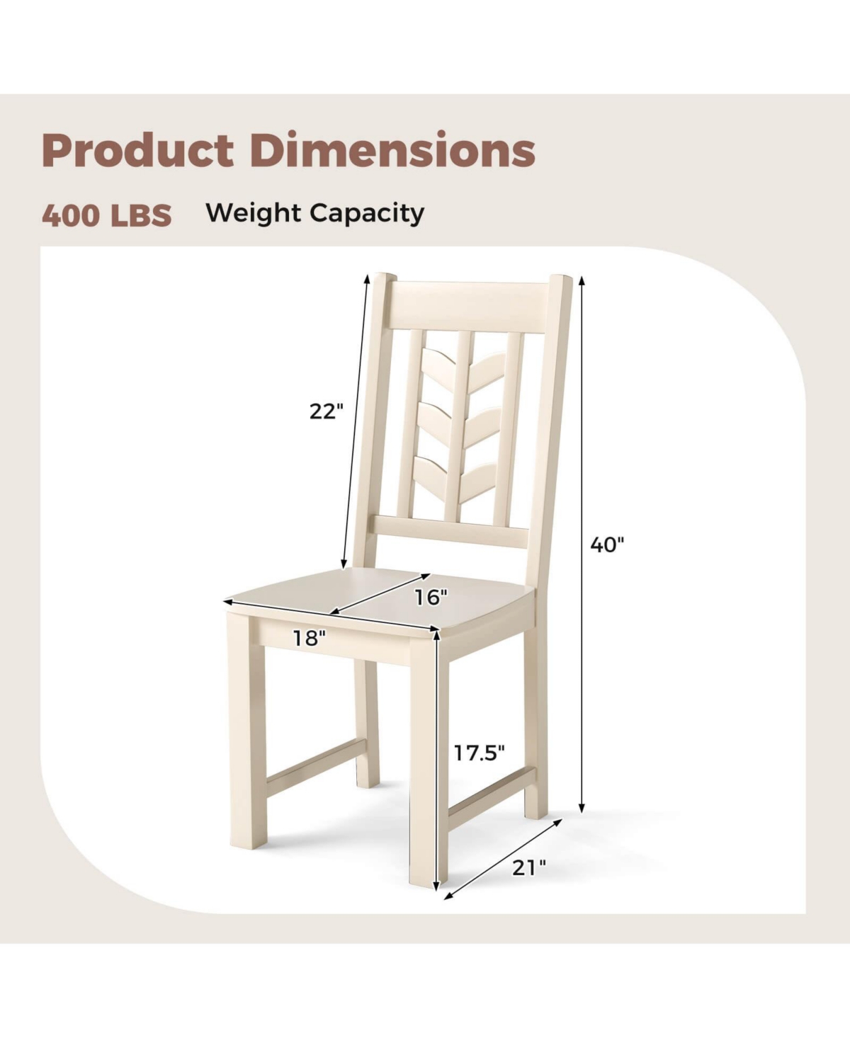 Costway Dining Chair with Rubber Wood Frame & Leaf-shape High Back for Kitchen