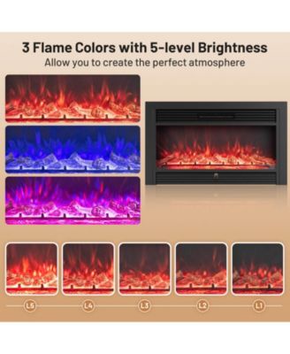 36" Electric Fireplace Insert 1500W Recessed Fireplace Heaterwith Remote Control