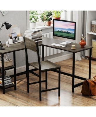 Set of 4 Dining Chairs w/Metal Legs Slanted Back Wide Seat for Living Room