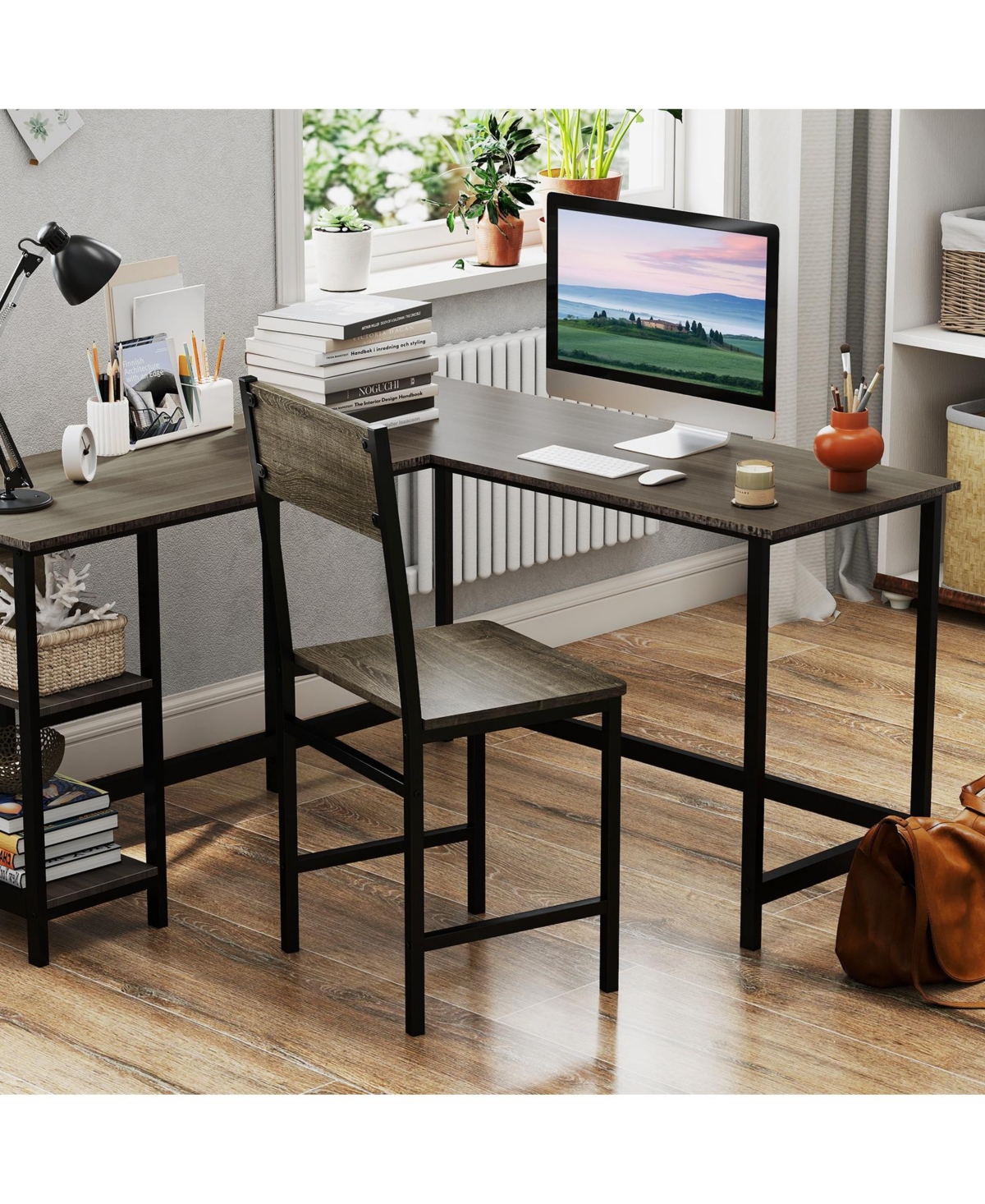 Gymax Set of 4 Dining Chairs w/Metal Legs Slanted Back Wide Seat for Living Room