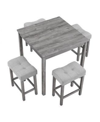 Industrial 5 Piece Dining Table Set with 4 Stools 36Inch Square Table and Space Saving Design for Kitchen Dining Room and Game Room