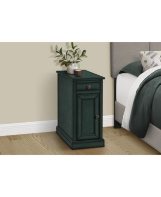 Accent Table, End, Side Table, Nightstand, Narrow, Bedroom, Lamp, Storage Drawer, Antique Blue Veneer, Traditional