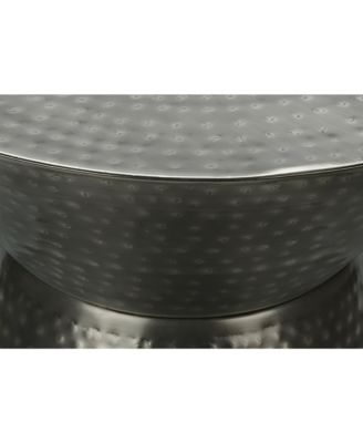 Accent Table, Drum, Side, End, Nightstand, Lamp, Living Room, Bedroom, Grey Metal, Contemporary, Modern