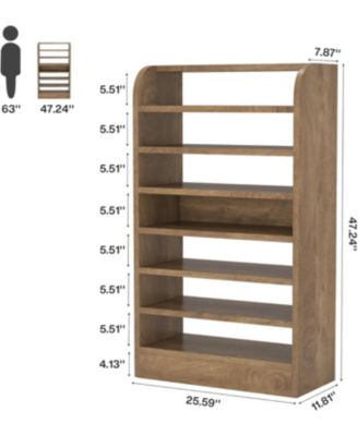 Shoe Rack for Entryway, 8-Tier Tall Shoe Shelf Shoes Storage, Wooden Shoe Storage Cabinet, Wood Color
