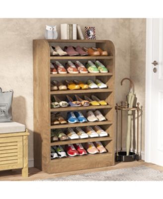 Shoe Rack for Entryway, 8-Tier Tall Shoe Shelf Shoes Storage, Wooden Shoe Storage Cabinet, Wood Color