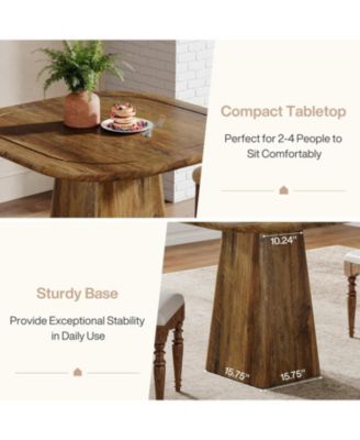 Square Dining Table for 2-4, 31.5" Farmhouse Small Kitchen Table with Heavy-Duty Pedestal Base