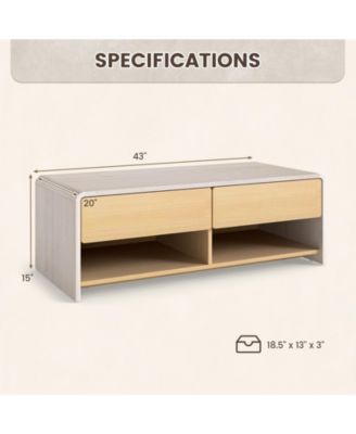 Home Coffee Table w/ 2 Drawers & 2 Storage Shelf Rectangle Table Cocktail Table