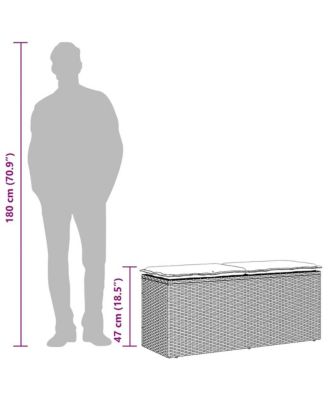 Patio Bench with Cushion Black 43.3"x15.7"x17.3" Poly Rattan