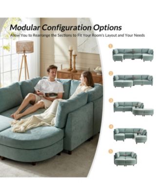 Dayman 6-Piece Modern Storage Convertible Sectional Sofa with End Table