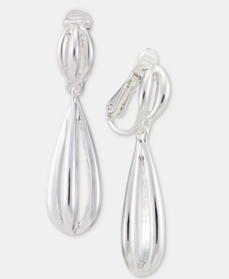 Openwork Dome Clip-On Linear Drop Earrings