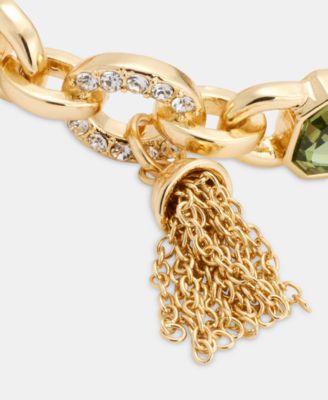 Pav&eacute; Bar & Emerald-Cut Stone Stretch Bracelet