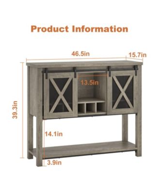 Buffet Cabinet 46.5" Large Buffet Sideboard Cabinet with Sliding Barn Doors